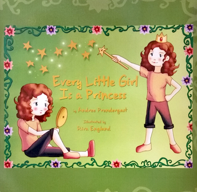 Book cover with girl imaginging herself as a princess.