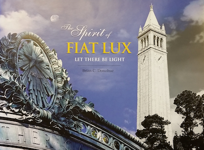 Book cover with images of Campanile and Sather Gate at Cal campus.