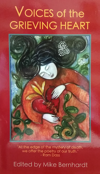 Book cover with dreamlike woman caring for broken heart.