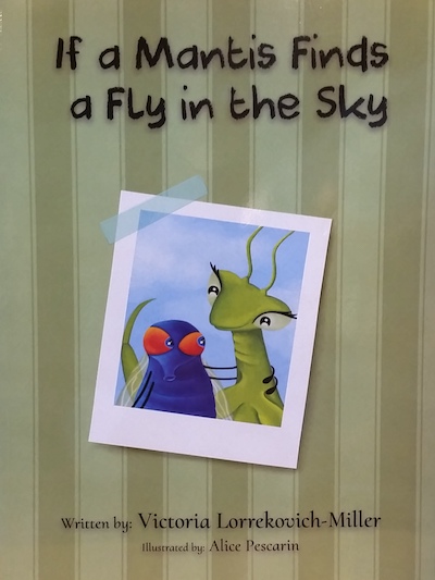 Book cover with mantis and fly looking at each other.