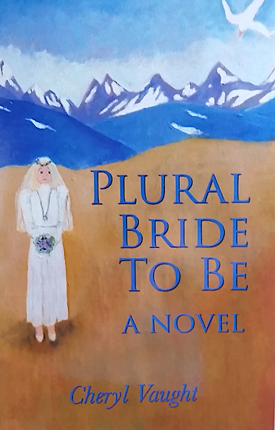 Book cover with bride in front of snowy mountains.