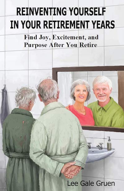 Book cover with older couple smiling into mirror together.