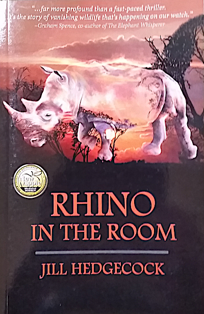 Book cover with rhinoceros.