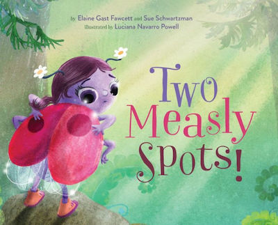 Book cover with ladybug girl looking with concern at her wings with two spots.