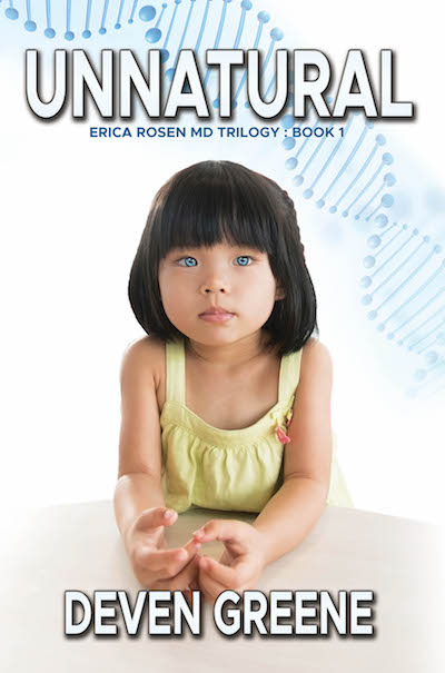 Book cover with asian child with blue eyes.