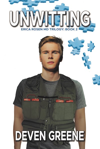 Book cover with puzzle pieces and man wearing a vest bomb.